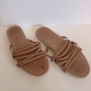 Madewell Kathryn Espadrille Slide Sandal in Leather Brown Women's Size 8